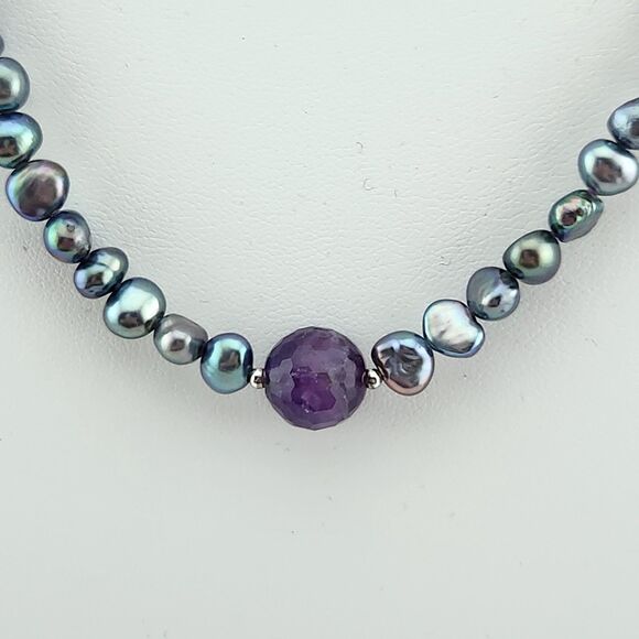 Vintage Parure Genuine Pearl Amethyst Necklace Earring Bracelet Regency Timeless - Picture 8 of 9